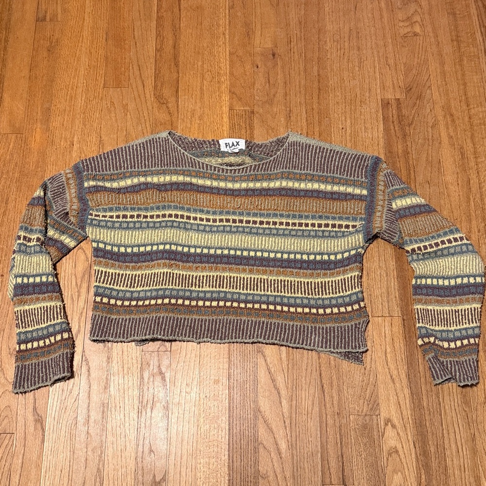 Flax Multi Boho Stripe Sweater size S/M